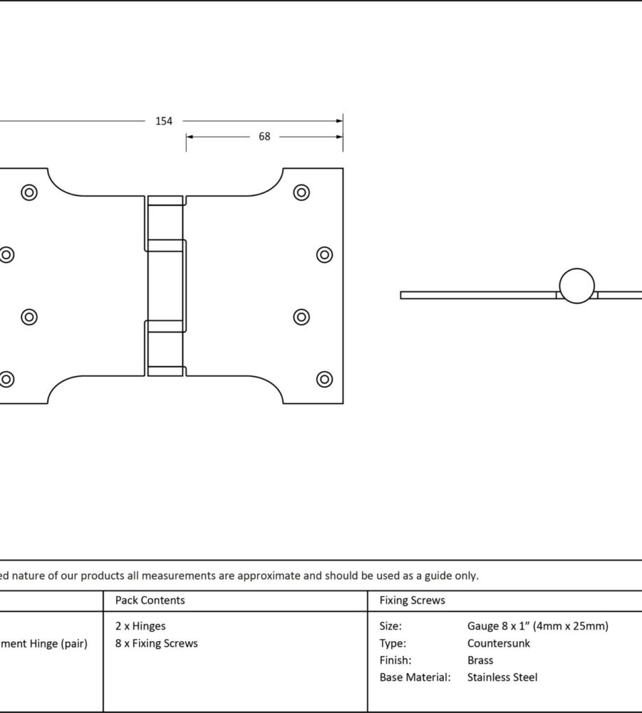 From The Anvil Polished Brass 4" x 4" x 6"  Parliament Hinge (pair) ss - Image 2