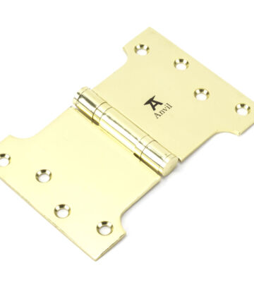 From The Anvil Polished Brass 4″ X 4″ X 6″  Parliament Hinge (pair) Ss