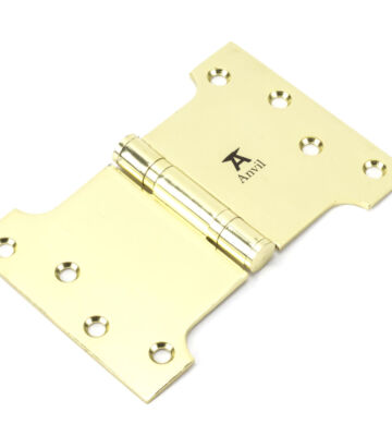 From The Anvil Polished Brass 4″ x 4″ x 6″  Parliament Hinge (pair) ss