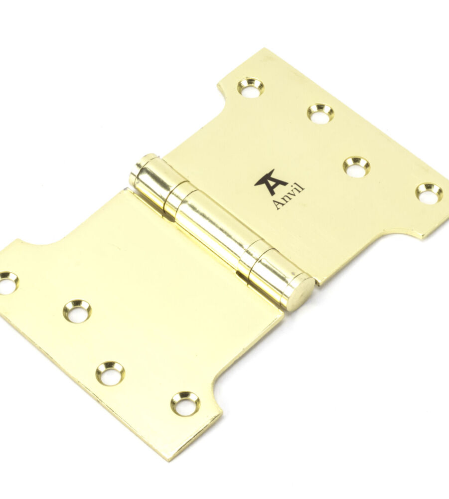 From The Anvil Polished Brass 4" x 4" x 6"  Parliament Hinge (pair) ss