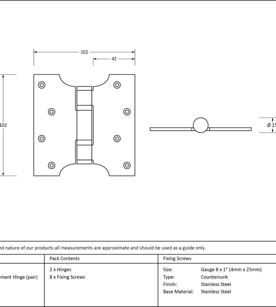 From The Anvil Polished Chrome 4" x 2" x 4"  Parliament Hinge (pair) ss - Image 2