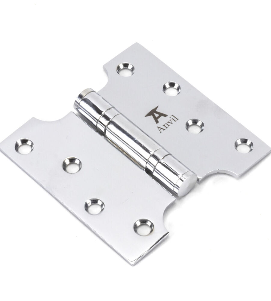 From The Anvil Polished Chrome 4" x 2" x 4"  Parliament Hinge (pair) ss