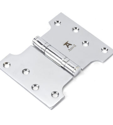 From The Anvil Polished Chrome 4″ X 3″ X 5″  Parliament Hinge (pair) Ss