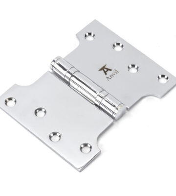 From The Anvil Polished Chrome 4″ x 3″ x 5″  Parliament Hinge (pair) ss