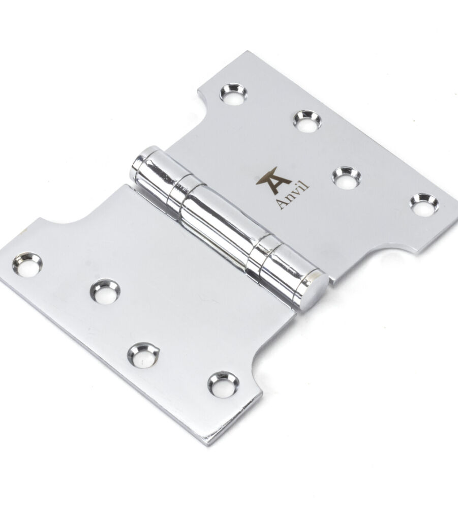 From The Anvil Polished Chrome 4" x 3" x 5"  Parliament Hinge (pair) ss