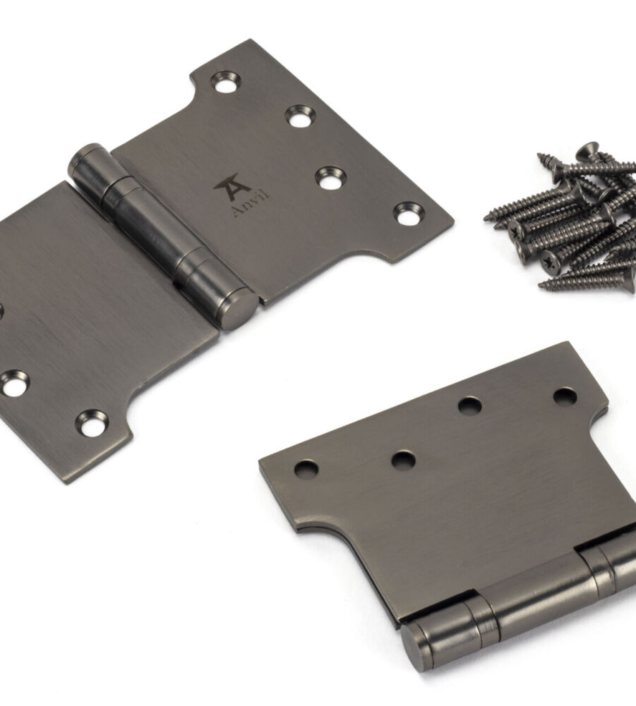 From The Anvil Aged Bronze 4" x 4" x 6"  Parliament Hinge (pair) ss - Image 3