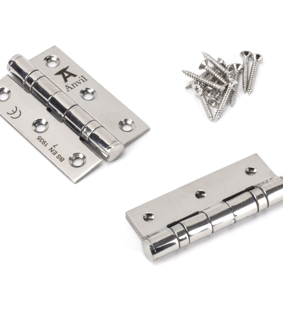 From The Anvil Polished SS 3" Ball Bearing Butt Hinge (pair) - Image 3