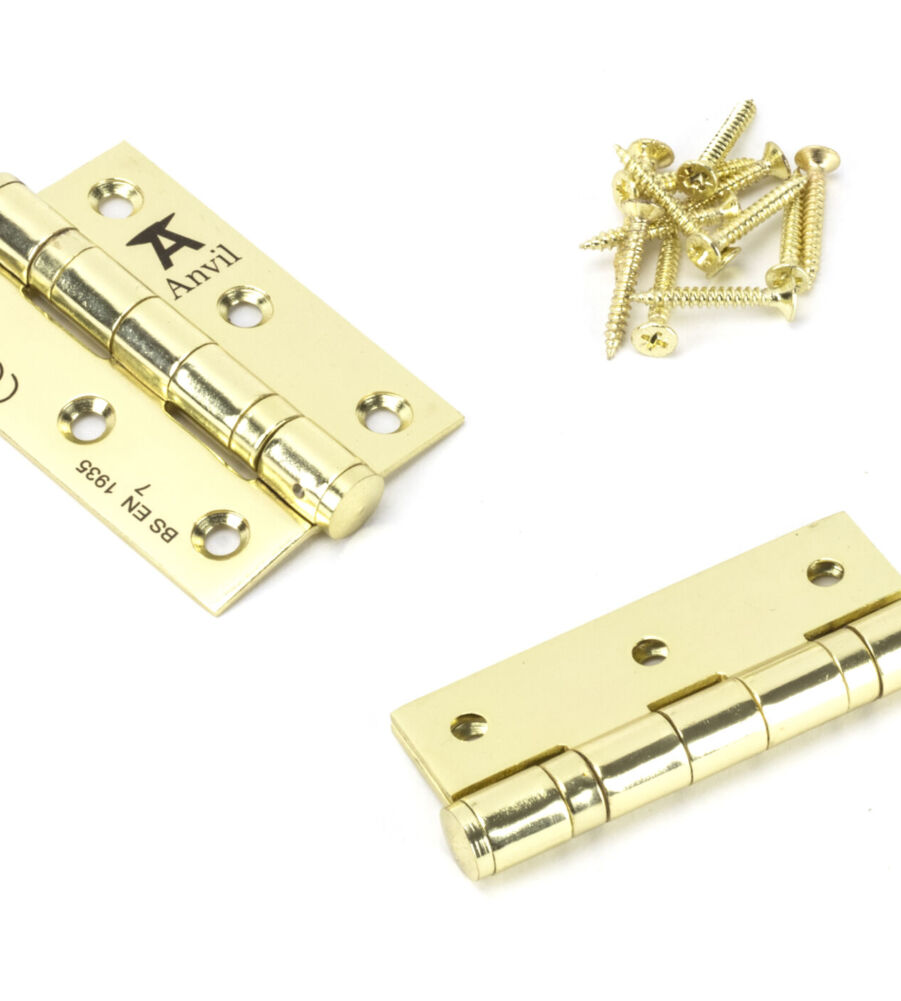 From The Anvil Polished Brass 3" Ball Bearing Butt Hinge (pair) ss - Image 3