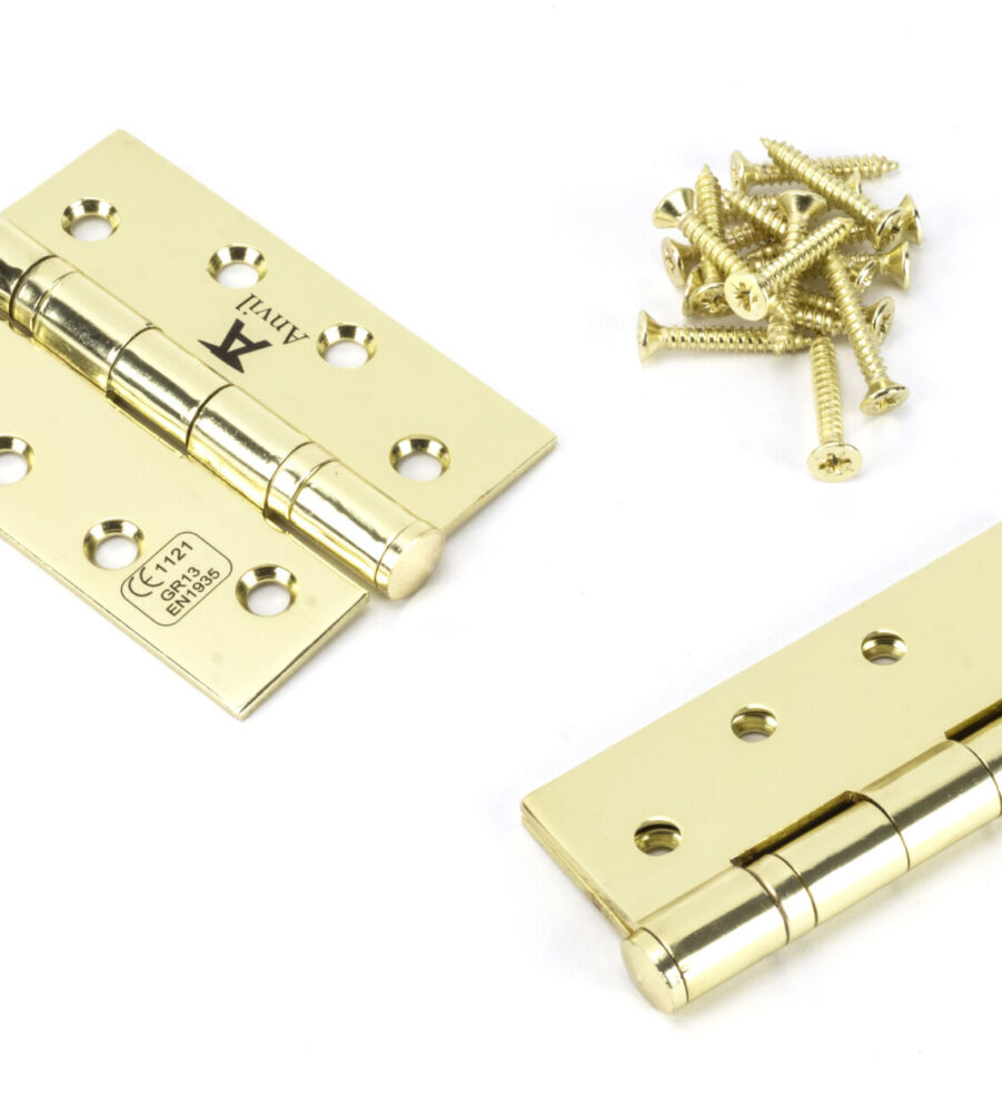 From The Anvil Polished Brass 4" Ball Bearing Butt Hinge (pair) ss - Image 3