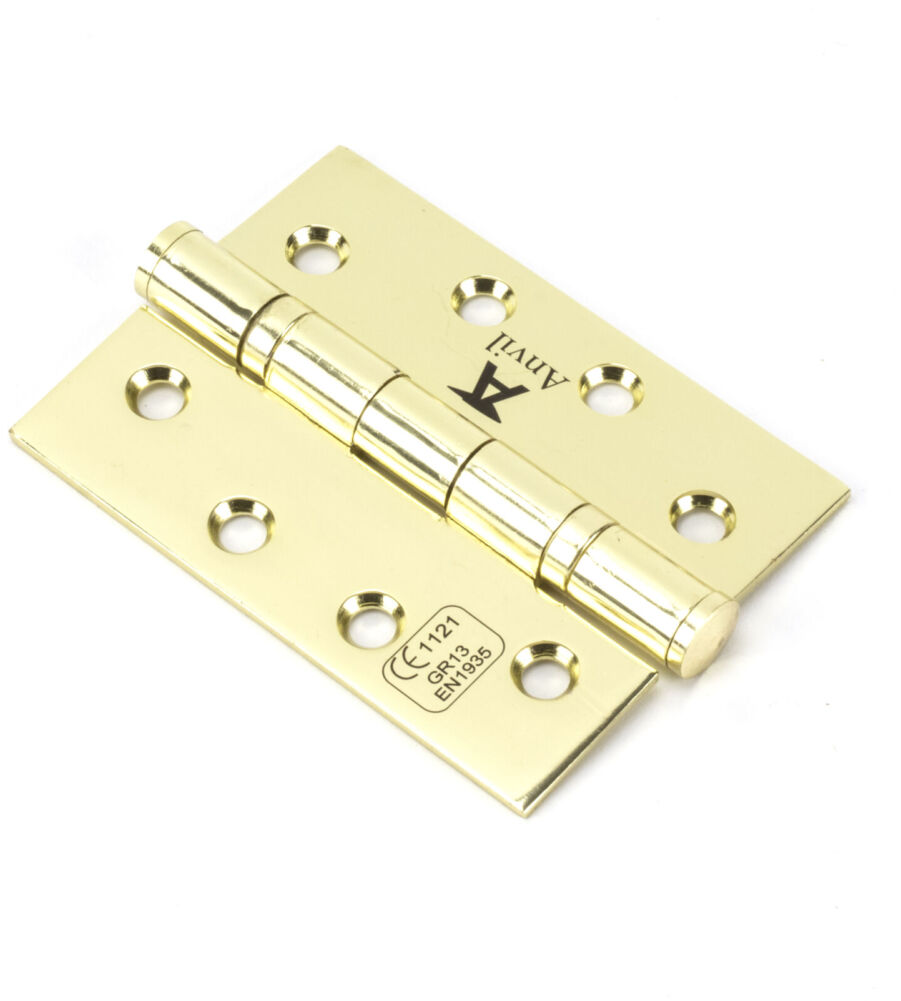 From The Anvil Polished Brass 4" Ball Bearing Butt Hinge (pair) ss
