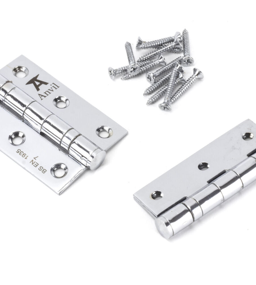 From The Anvil Polished Chrome 3" Ball Bearing Butt Hinge (pair) ss - Image 3