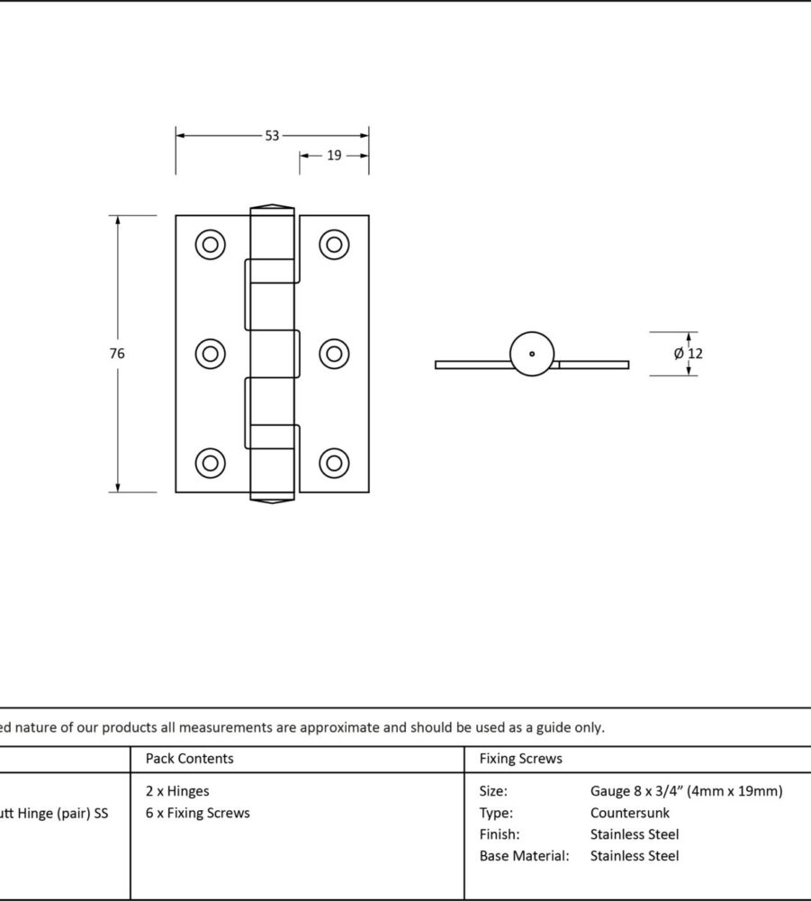 From The Anvil Polished Chrome 3" Ball Bearing Butt Hinge (pair) ss - Image 2