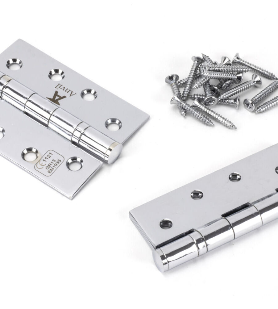 From The Anvil Polished Chrome 4" Ball Bearing Butt Hinge (pair) ss - Image 3