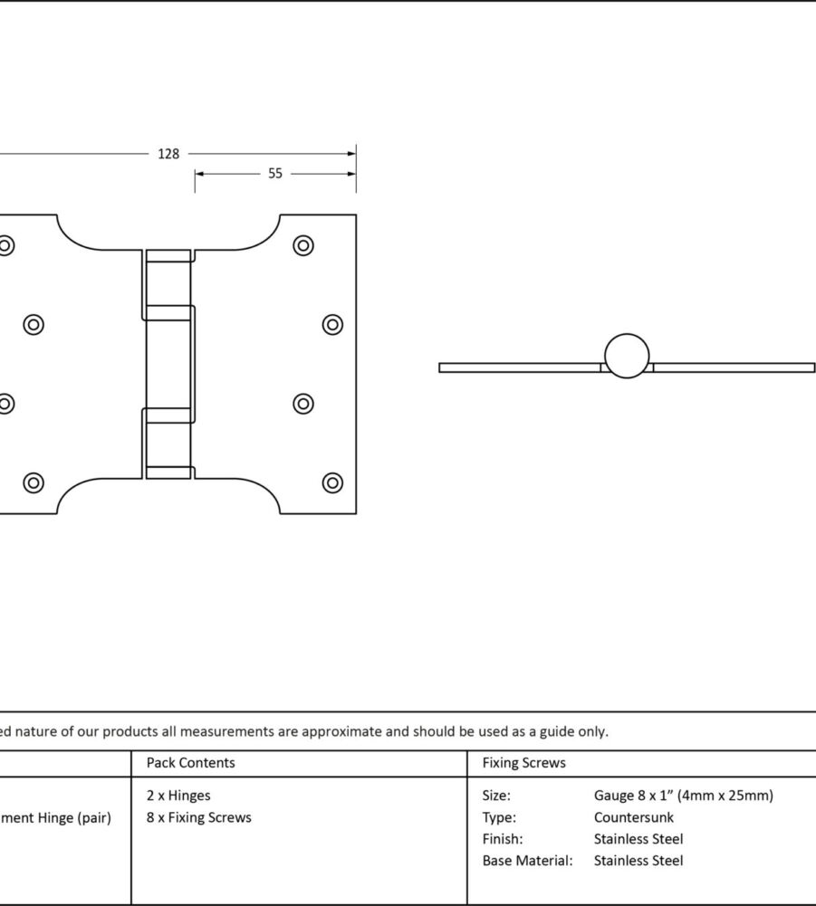 From The Anvil Polished SS 4" x 3" x 5"  Parliament Hinge (pair) - Image 2