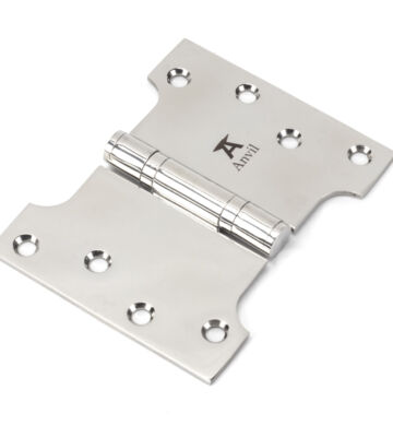 From The Anvil Polished SS 4″ X 3″ X 5″  Parliament Hinge (pair)