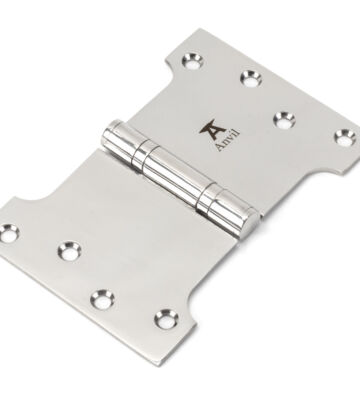 From The Anvil Polished SS 4″ X 4″ X 6″  Parliament Hinge (pair)