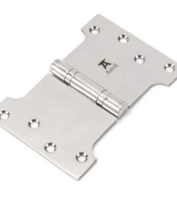 From The Anvil Polished SS 4″ x 4″ x 6″  Parliament Hinge (pair)