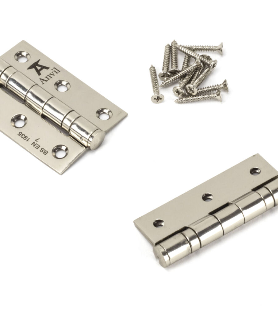 From The Anvil Polished Nickel 3" Ball Bearing Butt Hinge (pair) ss - Image 3