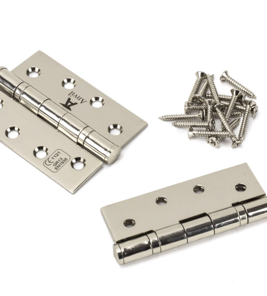 From The Anvil Polished Nickel 4" Ball Bearing Butt Hinge (pair) ss - Image 3