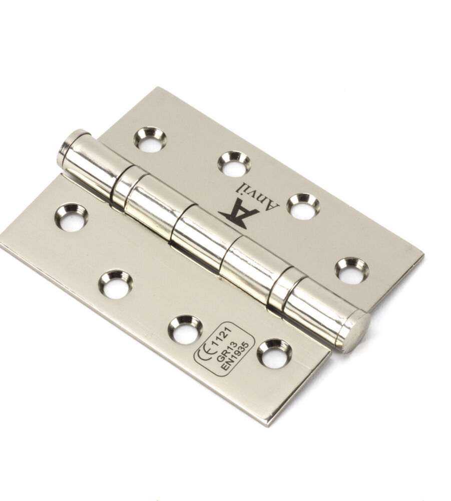 From The Anvil Polished Nickel 4" Ball Bearing Butt Hinge (pair) ss