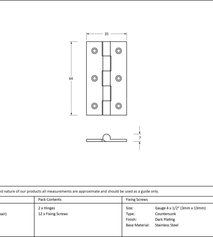 From The Anvil Aged Brass 2.5" Butt Hinge (pair) - Image 2