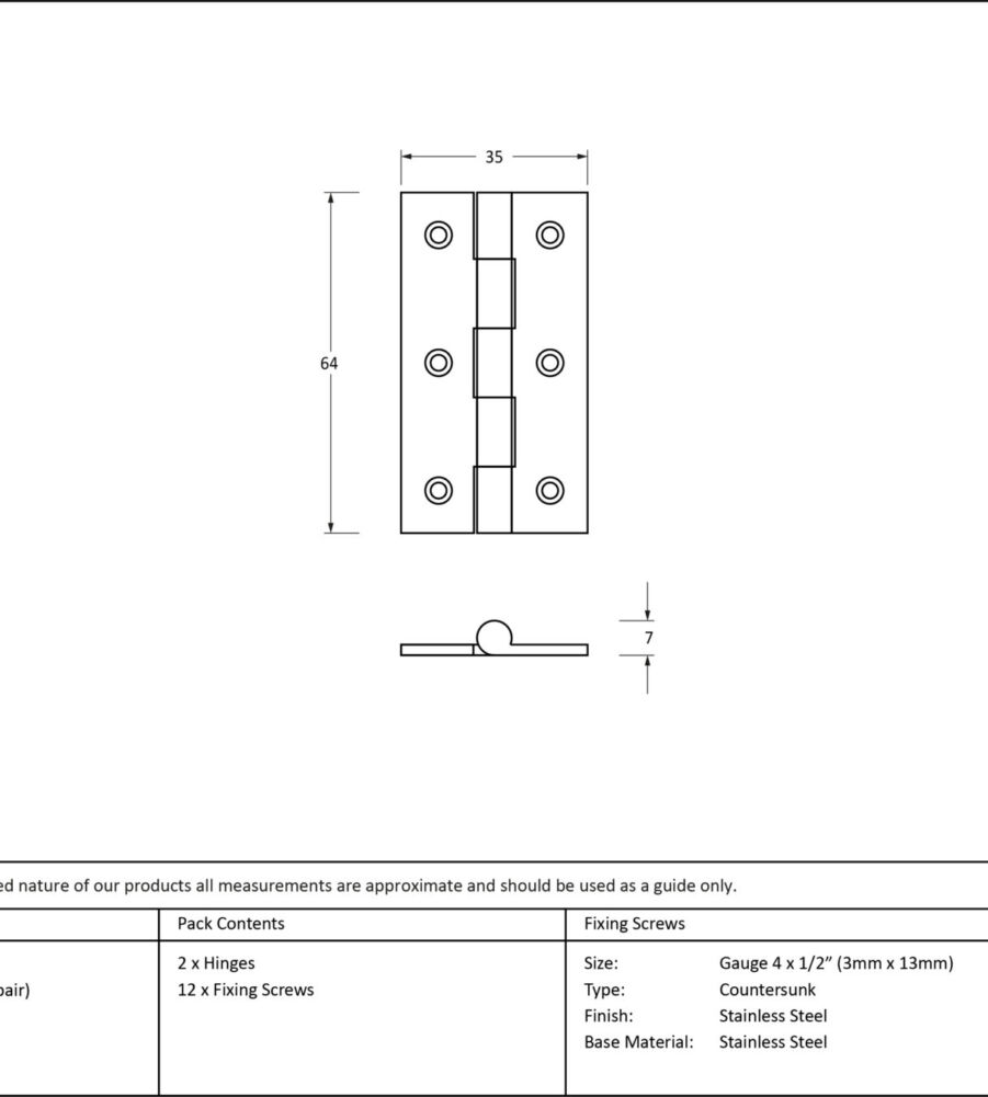 From The Anvil Polished Nickel 2.5" Butt Hinge (pair) - Image 2