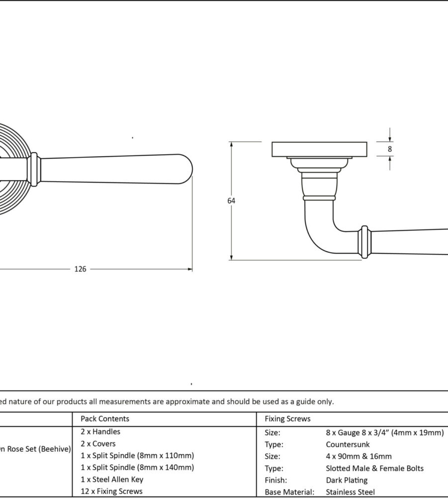From The Anvil Aged Brass Newbury Lever on Rose Set (Beehive) - Unsprung - Image 2
