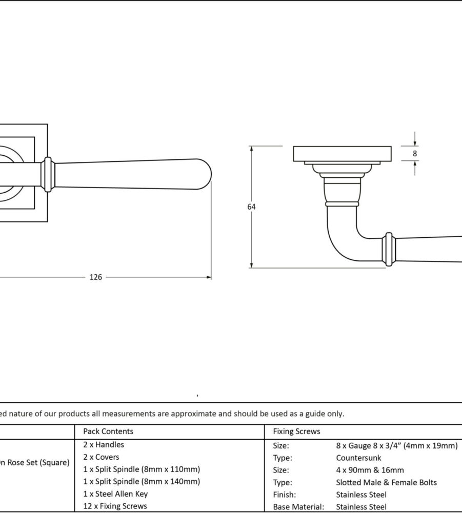 From The Anvil Polished Nickel Newbury Lever on Rose Set (Square) - Unsprung - Image 2