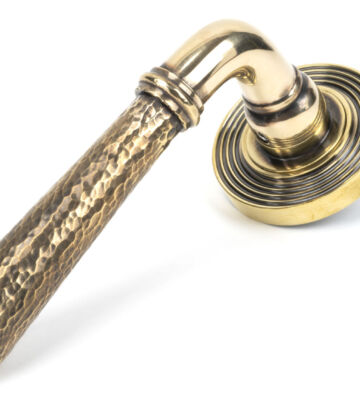 From The Anvil Aged Brass Hammered Newbury Lever on Rose Set (Beehive) – Unsprung