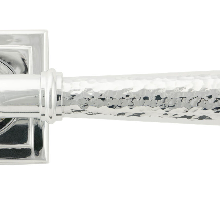 From The Anvil Pol. Chrome Hammered Newbury Lever on Rose Set (Square) - Unsprung - Image 3