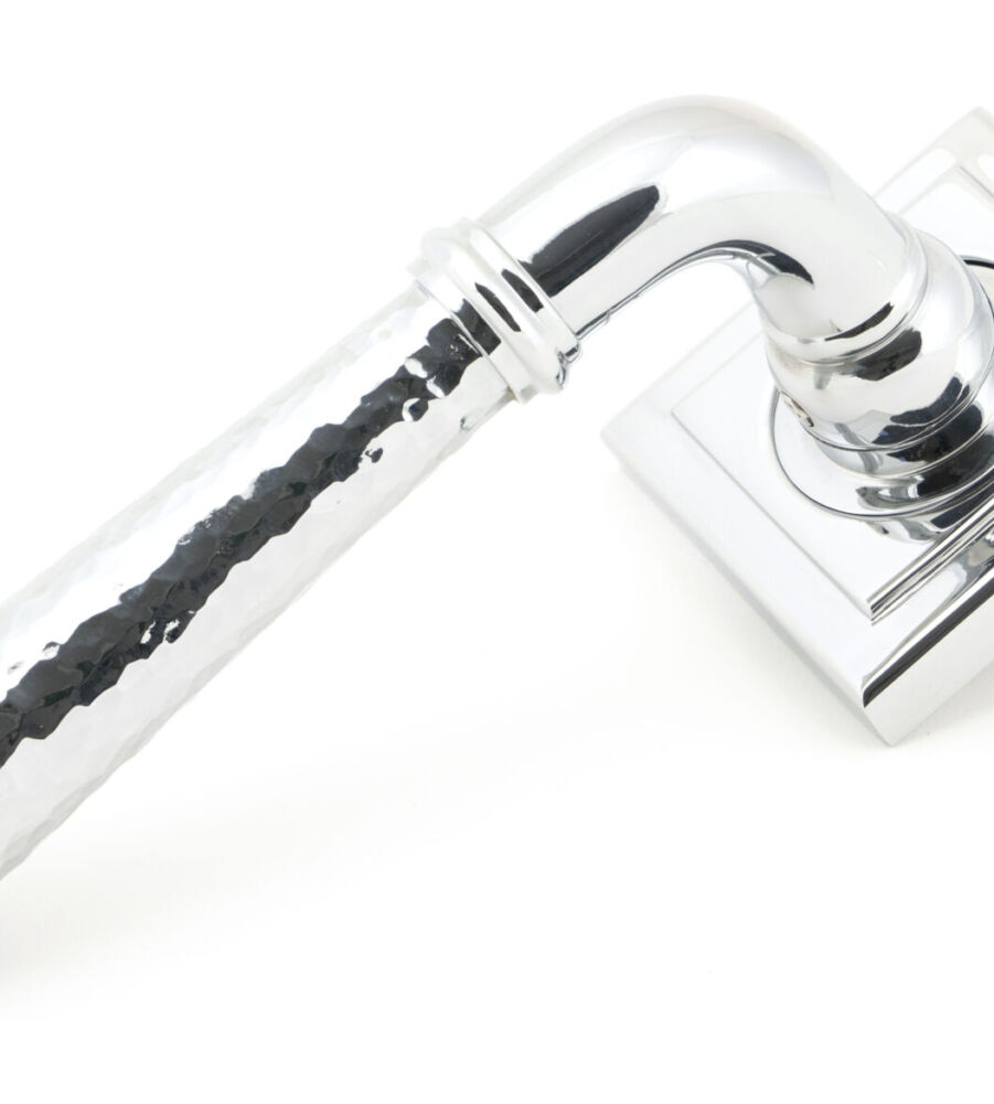 From The Anvil Pol. Chrome Hammered Newbury Lever on Rose Set (Square) - Unsprung