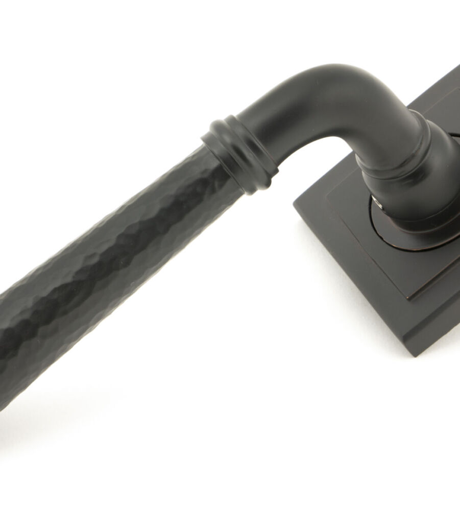 From The Anvil Aged Bronze Hammered Newbury Lever on Rose Set (Square) - Unsprung