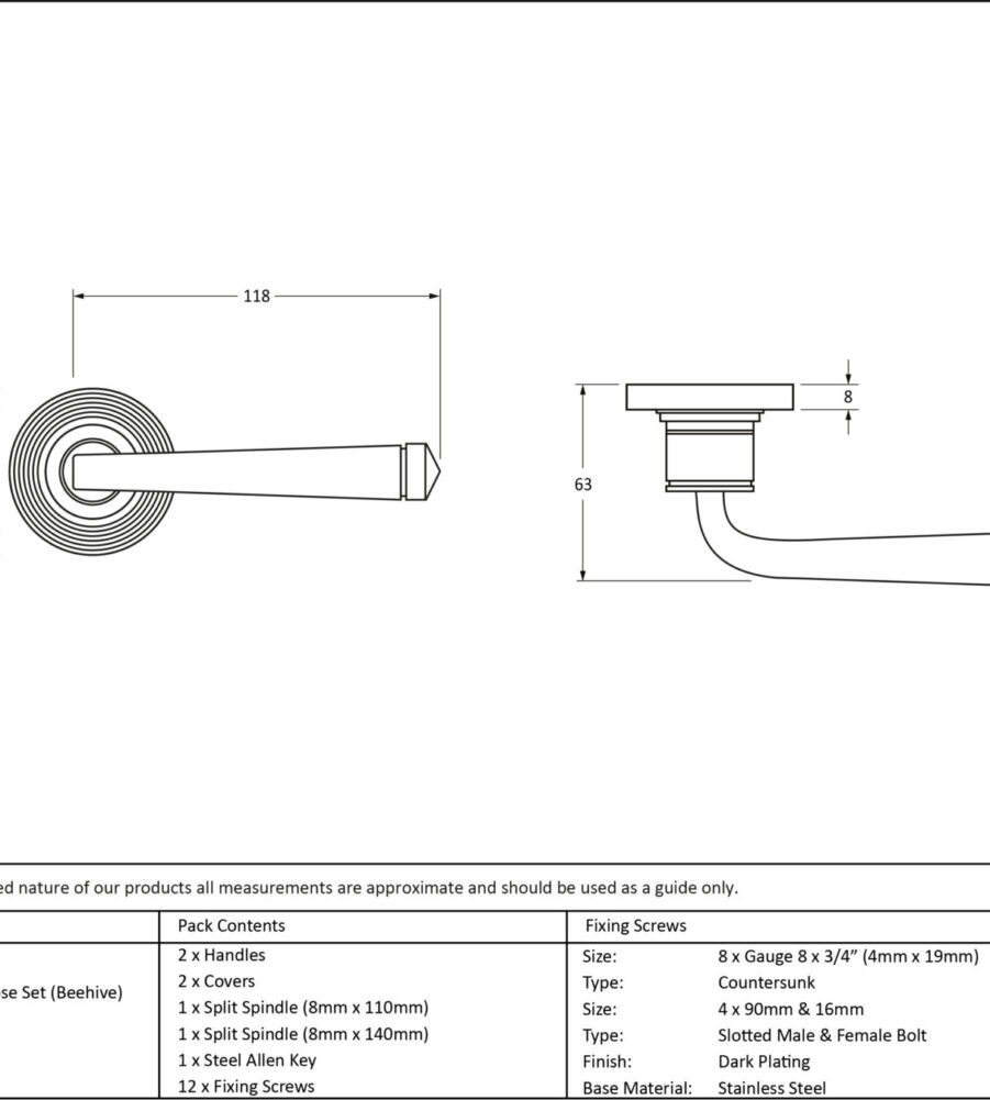 From The Anvil Polished Bronze Avon Round Lever on Rose Set (Beehive) - Unsprung - Image 2