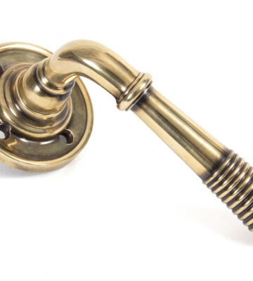 From The Anvil Aged Brass Reeded Lever on Rose Set – Unsprung