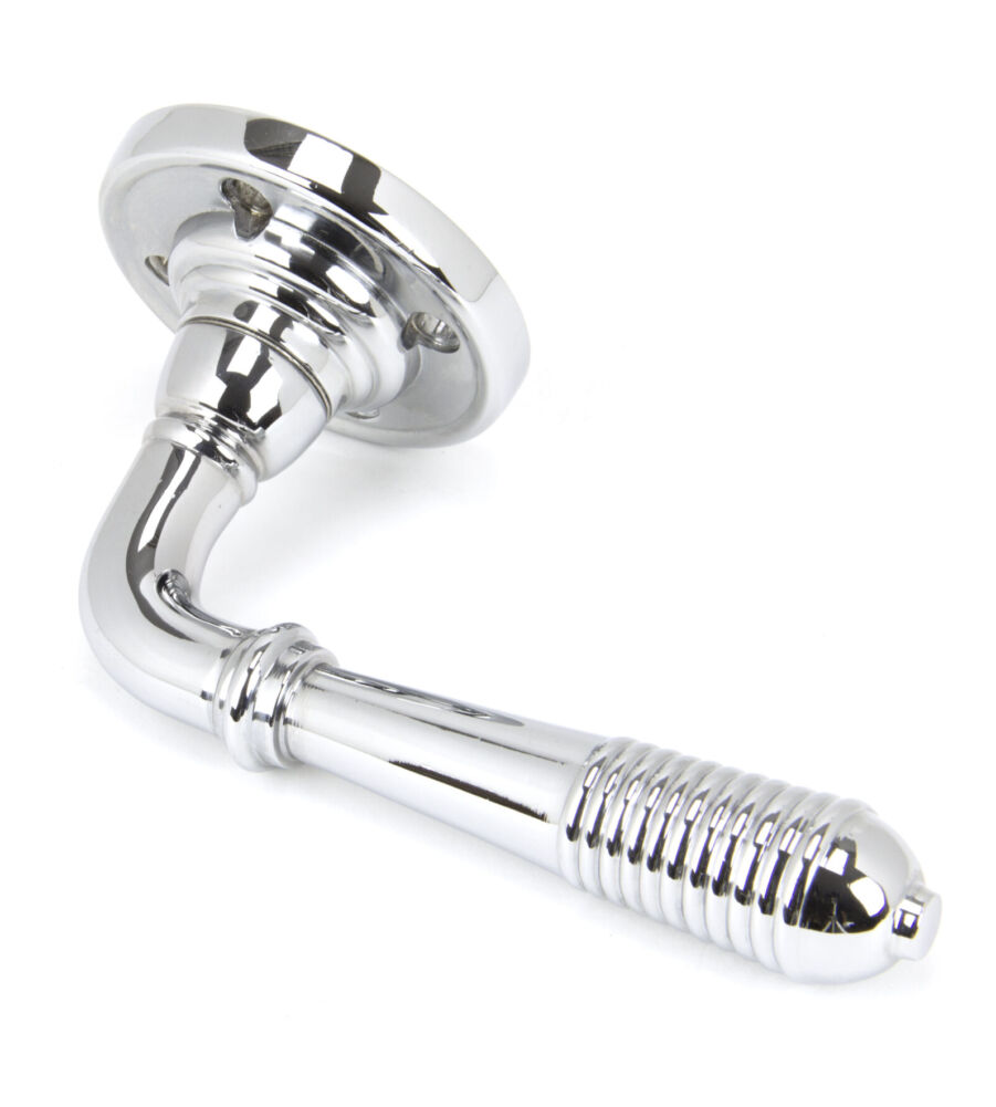 From The Anvil Polished Chrome Reeded Lever on Rose Set - Unsprung - Image 3
