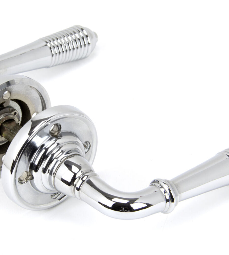 From The Anvil Polished Chrome Reeded Lever on Rose Set - Unsprung - Image 4