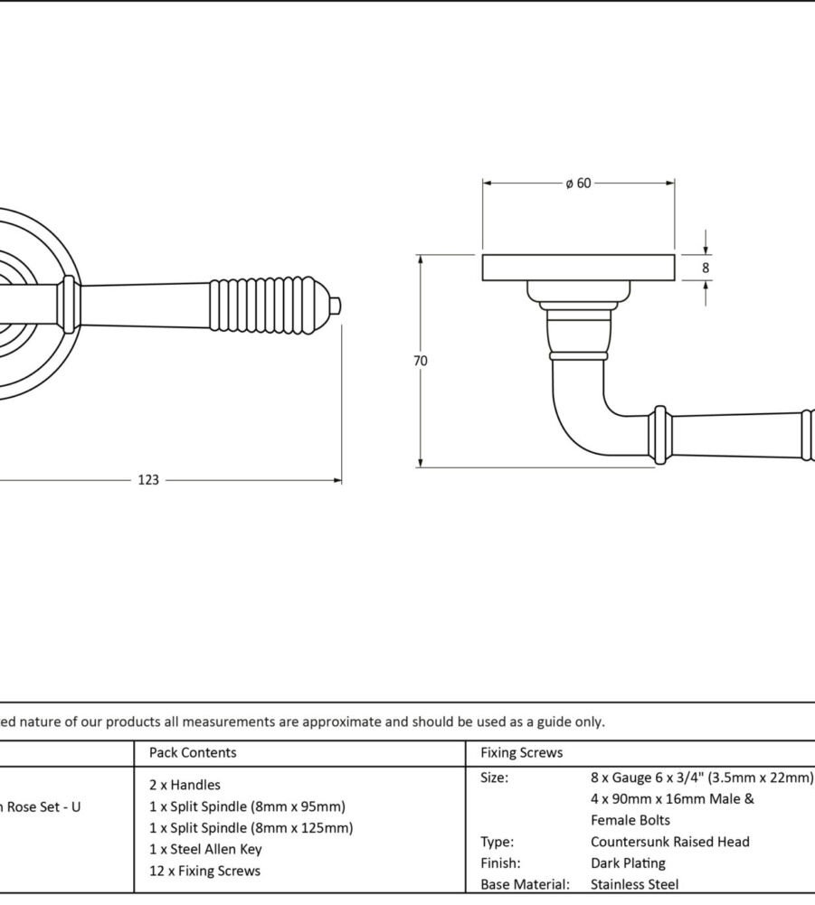 From The Anvil Polished Bronze Reeded Lever on Rose Set - Unsprung - Image 2