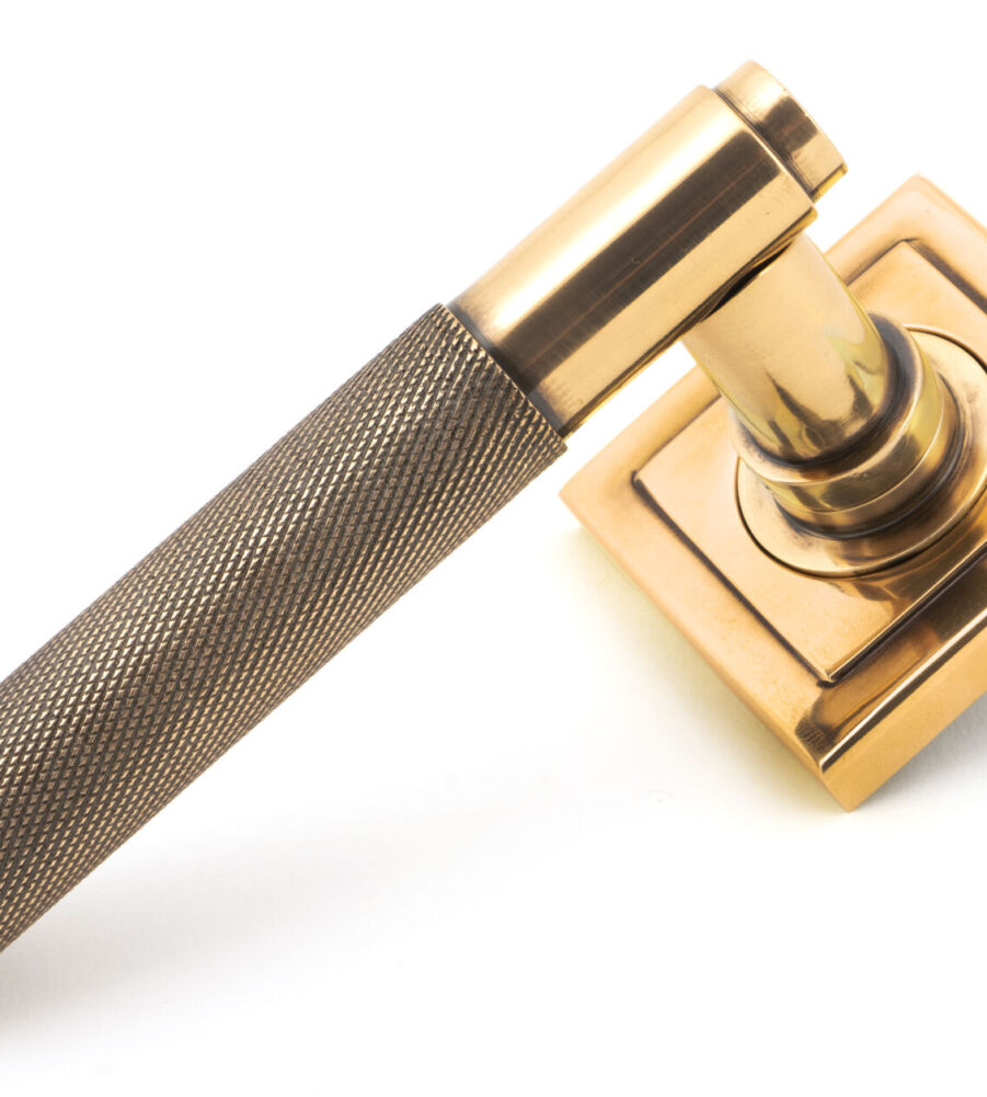 From The Anvil Polished Bronze Brompton Lever on Rose Set (Square) - Unsprung