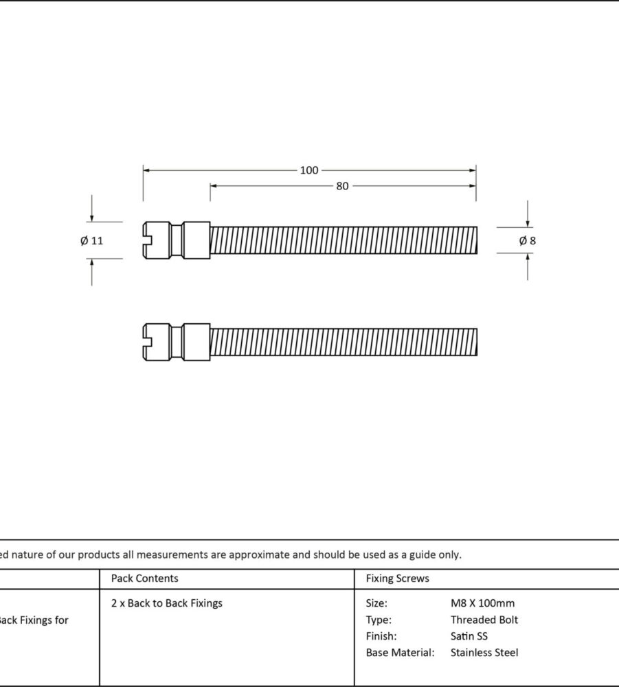From The Anvil Satin SS (304) 100mm Back to Back Fixings for T Bar (2) - Image 2