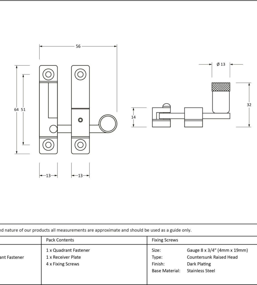 From The Anvil Aged Brass Brompton Quadrant Fastener - Narrow - Image 2