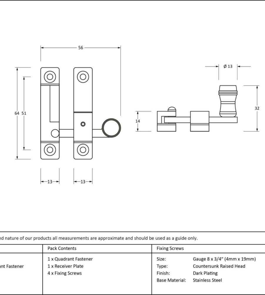 From The Anvil Aged Brass Prestbury Quadrant Fastener - Narrow - Image 2