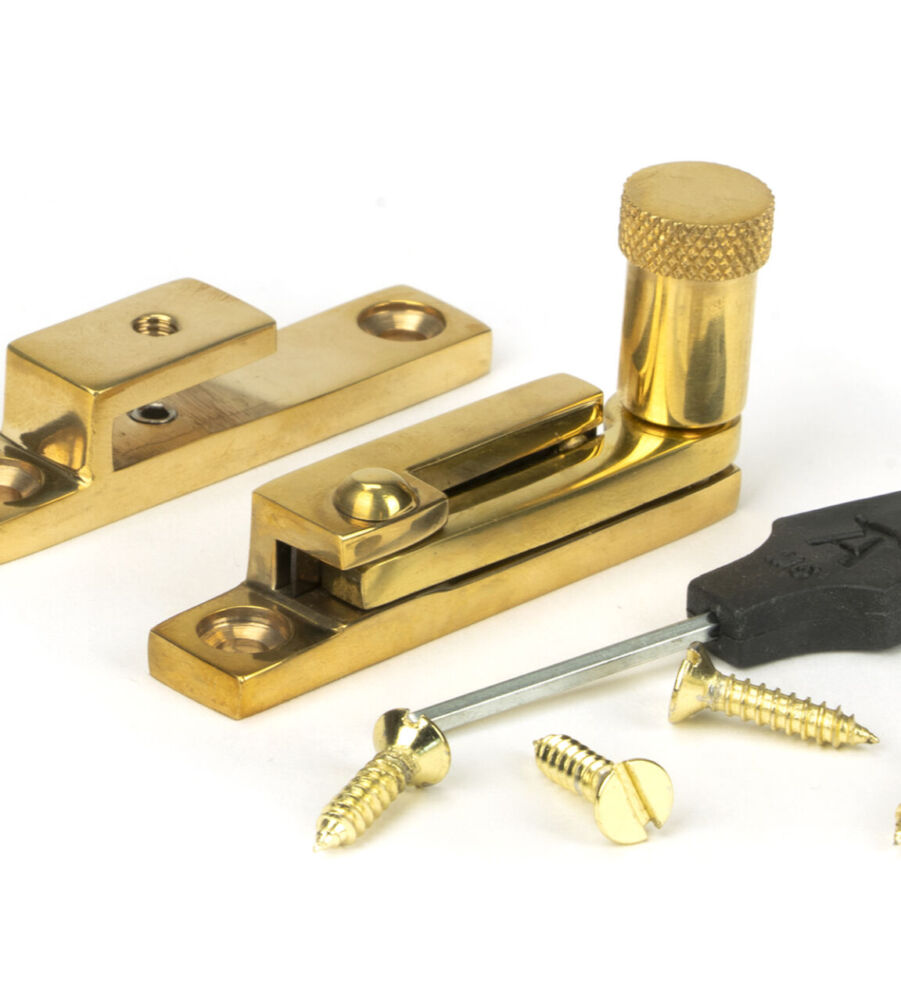 From The Anvil Polished Brass Brompton Quadrant Fastener - Narrow - Image 3