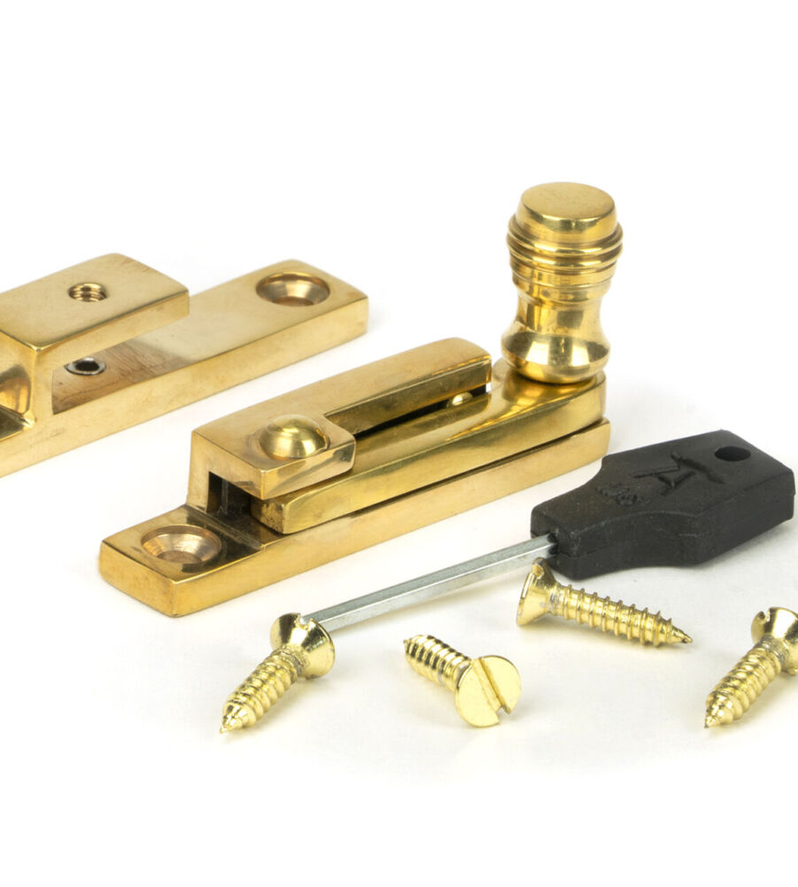 From The Anvil Polished Brass Prestbury Quadrant Fastener - Narrow - Image 3
