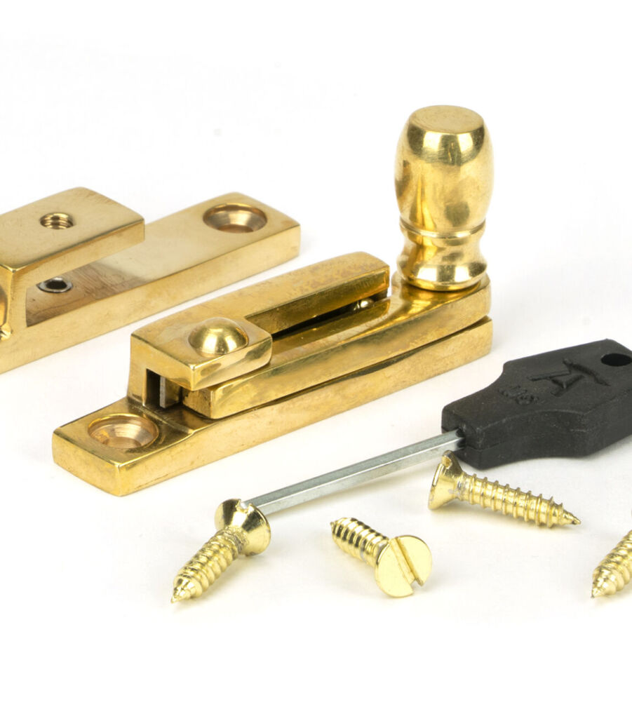 From The Anvil Polished Brass Mushroom Quadrant Fastener - Narrow - Image 3