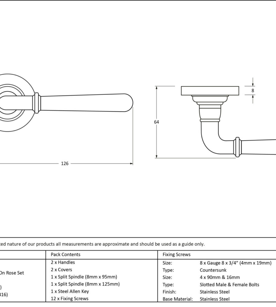 From The Anvil Polished Marine SS (316) Newbury Lever on Rose Set (Plain) - Unsprung - Image 2