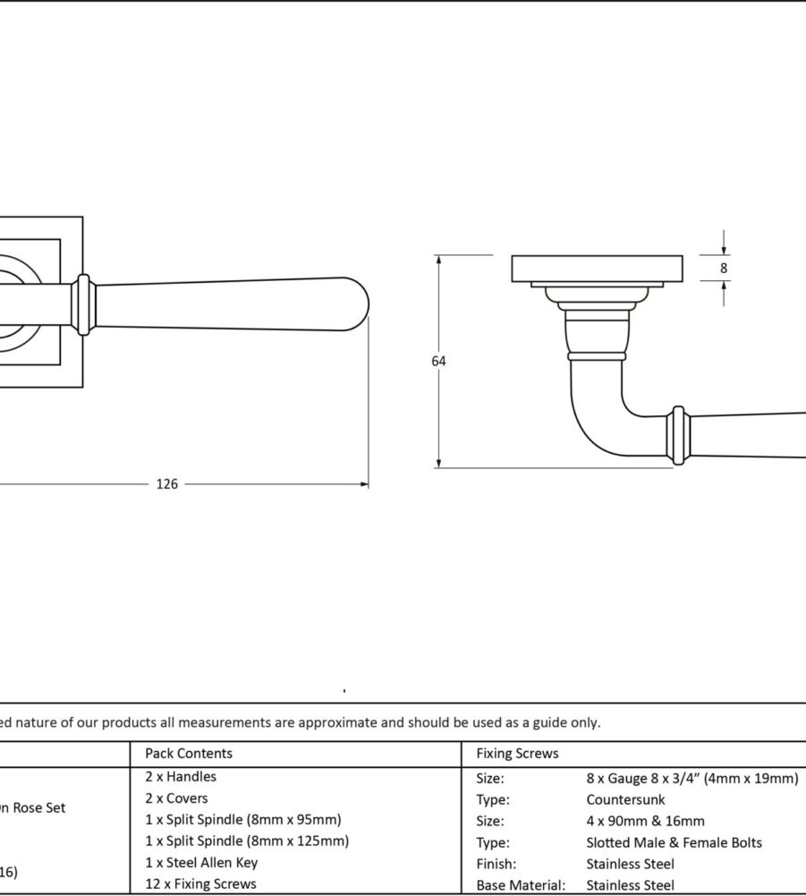 From The Anvil Polished Marine SS (316) Newbury Lever on Rose Set (Square) - Unsprung - Image 2