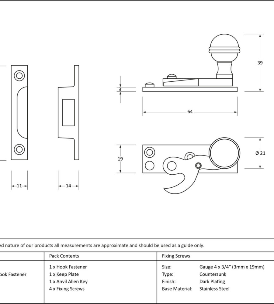 From The Anvil Polished Bronze Prestbury Sash Hook Fastener - Image 2