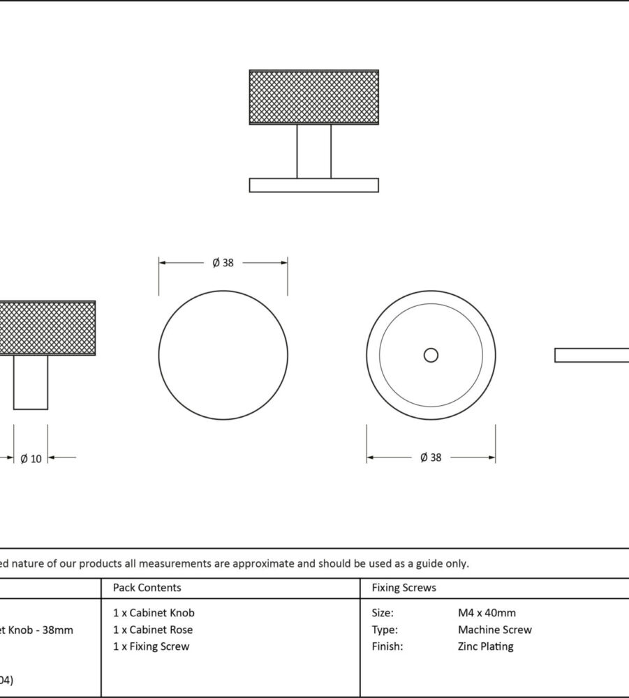From The Anvil Satin SS (304) Brompton Cabinet Knob - 38mm (Plain) - Image 2