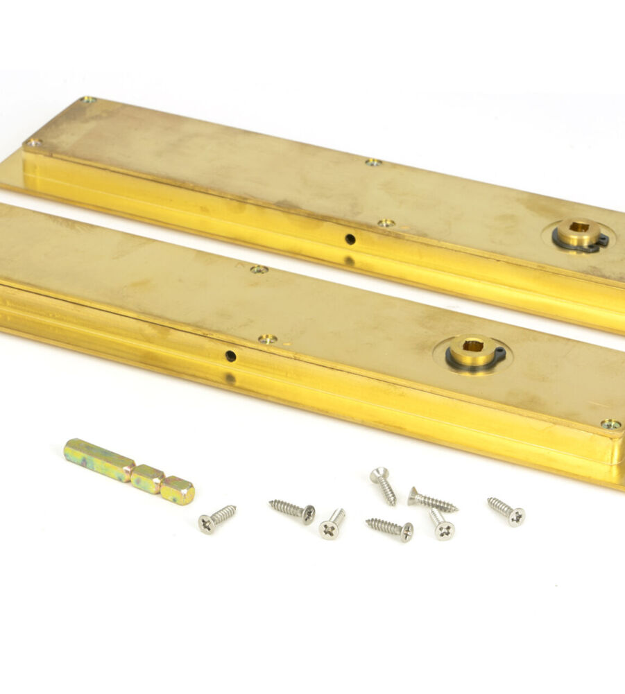 From The Anvil Polished Brass 250mm Art Deco Rectangular Pull - Privacy Set - Image 4