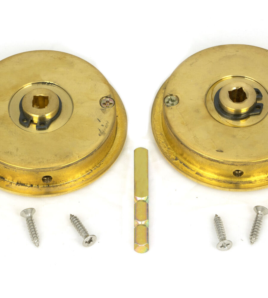 From The Anvil Polished Brass 60mm Art Deco Round Pull - Privacy Set - Image 5